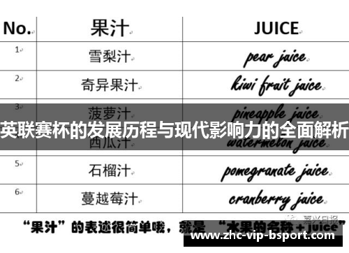 英联赛杯的发展历程与现代影响力的全面解析 英联赛杯的发展历程与现代影响力的全面解析